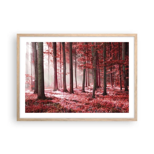 Plakat i ramme af lyst egetræ - Rød er lige så smuk - 70x50 cm