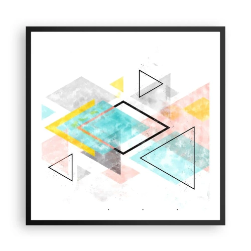 Plakat i sort ramme - Geometrisk leg - 60x60 cm