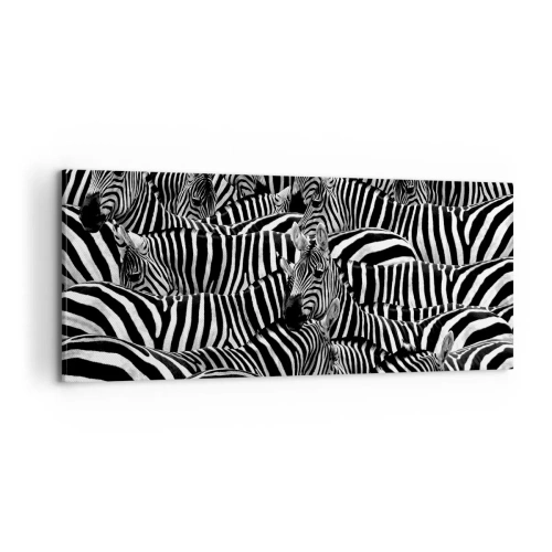 Lærredstryk - Billede på lærred - Stribet gruppeportræt - 100x40 cm