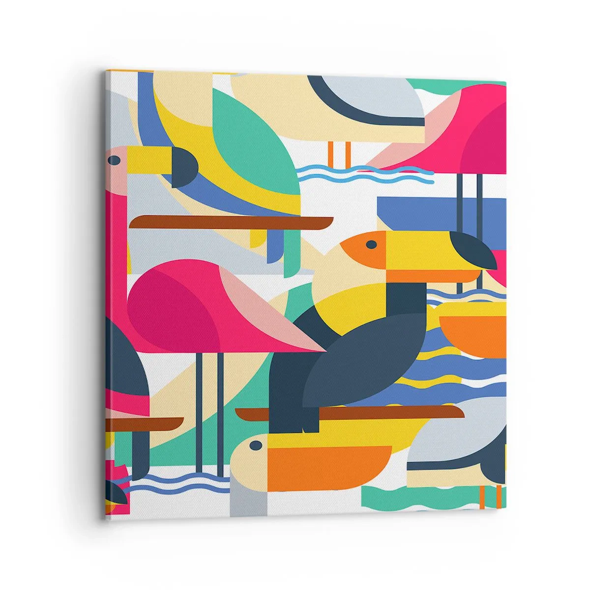 Lærredstryk - Billede på lærred - Fuglefest - 70x70 cm