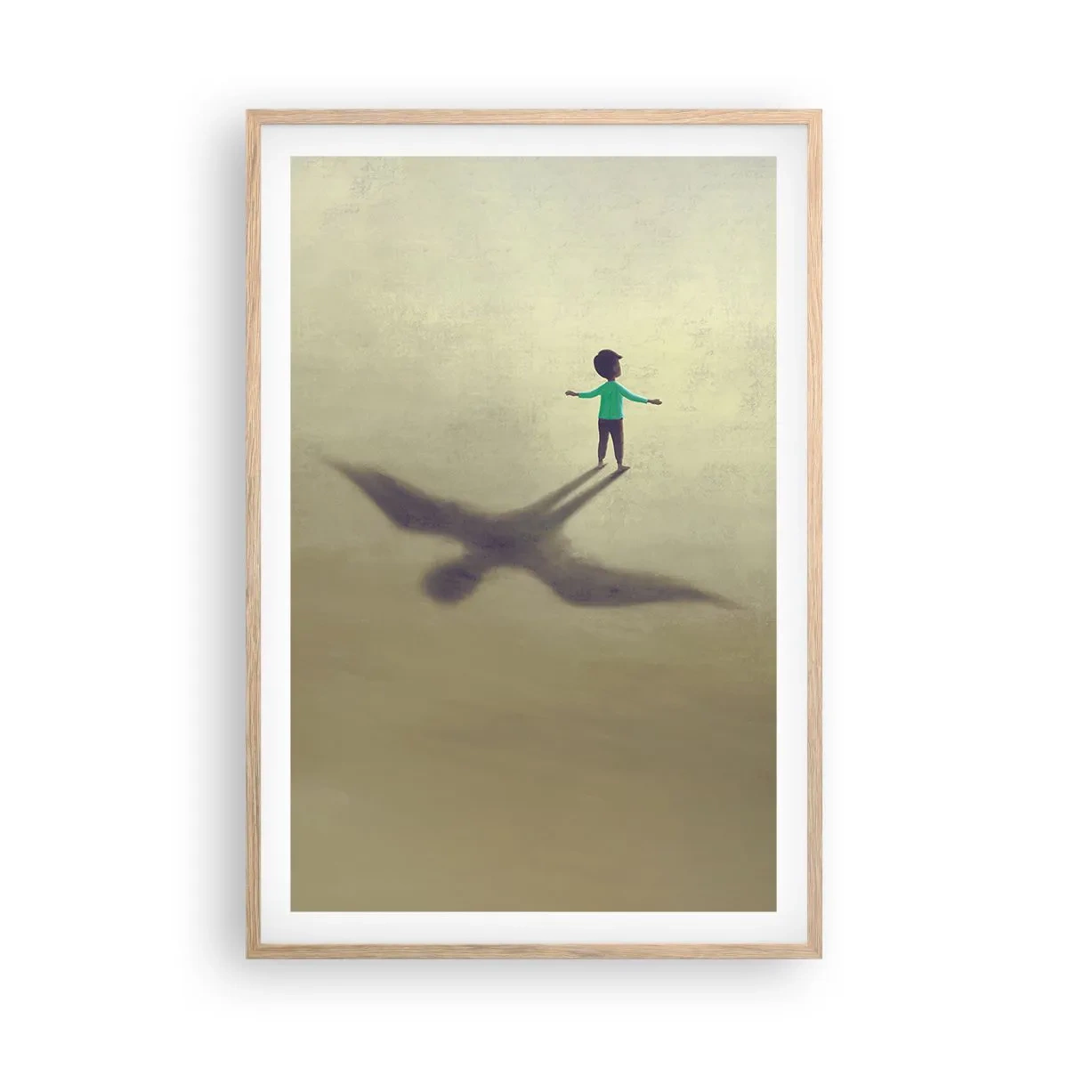 Plakat i ramme af lyst egetræ - Fremtidens helt - 61x91 cm