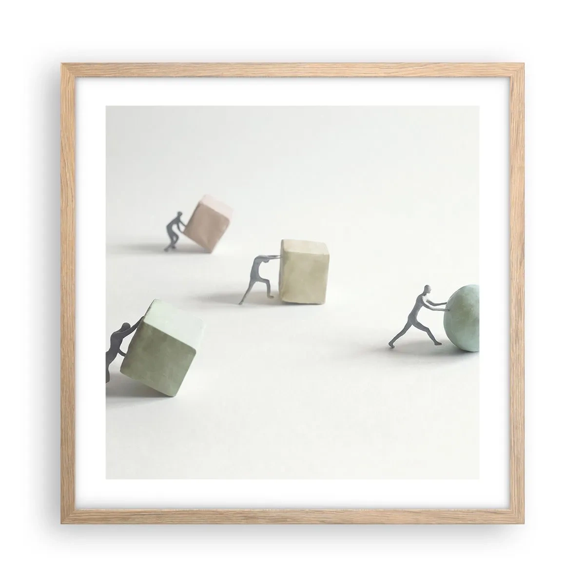 Plakat i ramme af lyst egetræ - Selve livet - 50x50 cm