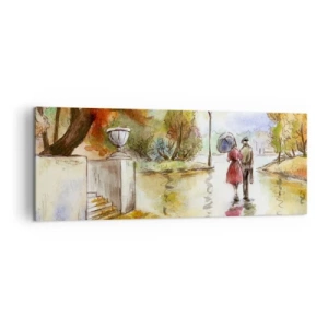 Lærredstryk - Billede på lærred - Romantisk efterår i parken - 140x50 cm