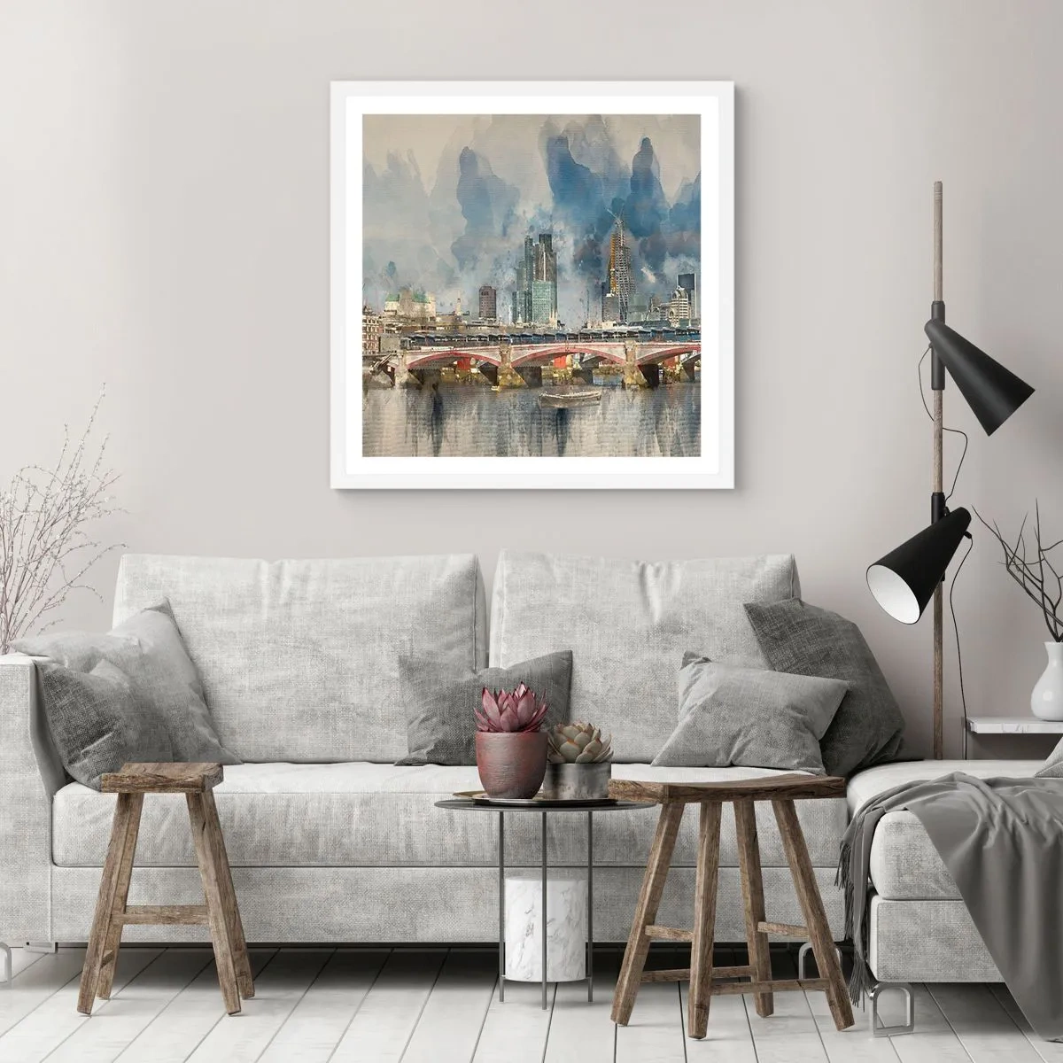Plakat i hvid ramme - London i al sin pragt - 30x30 cm