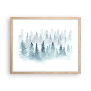 Plakat i ramme af lyst egetræ - Indhyllet i tåge - 50x40 cm