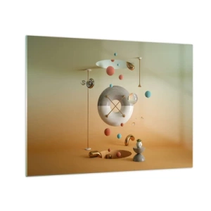 Billede på glas - Geometriske figurer i pastelfarver i et abstrakt rum - 70x50cm - Alt kan ske - Moderne vægdekoration til stue og soveværelse ARTTOR