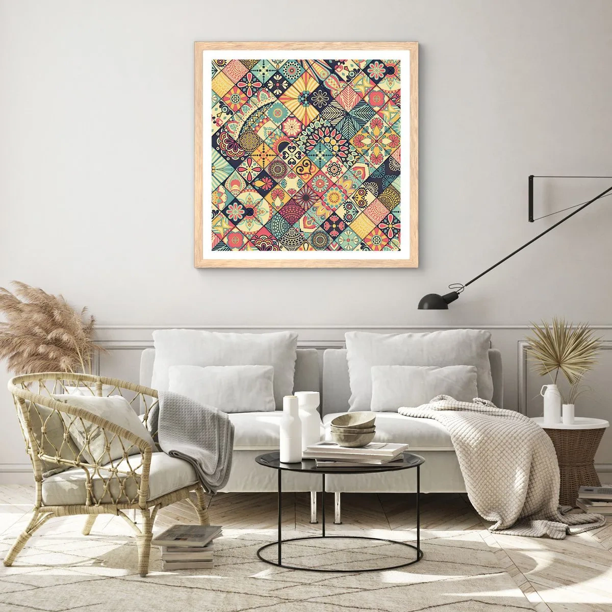 Plakat i ramme af lyst egetræ - Marokkansk stemning - 50x50 cm