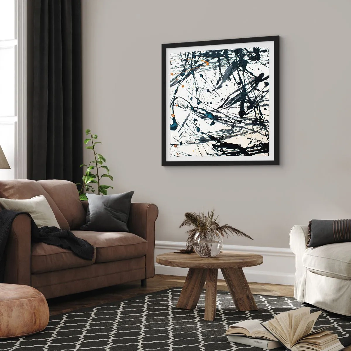 Plakat i sort ramme - Med eller uden fornuft? - 40x40 cm