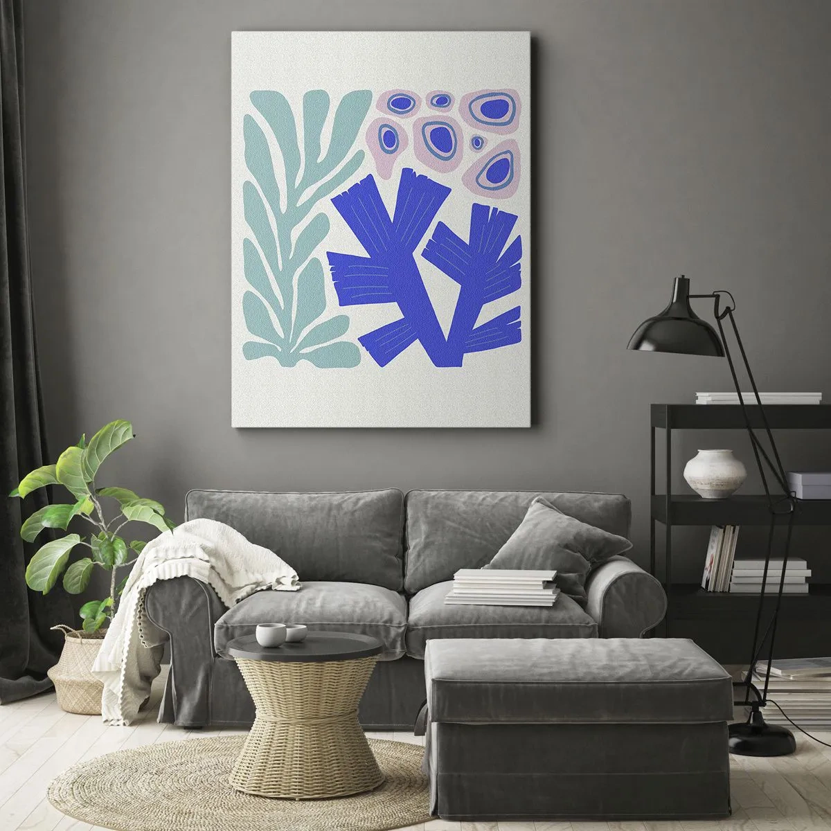 Lærredstryk - Billede på lærred - Undervands have - 80x120 cm