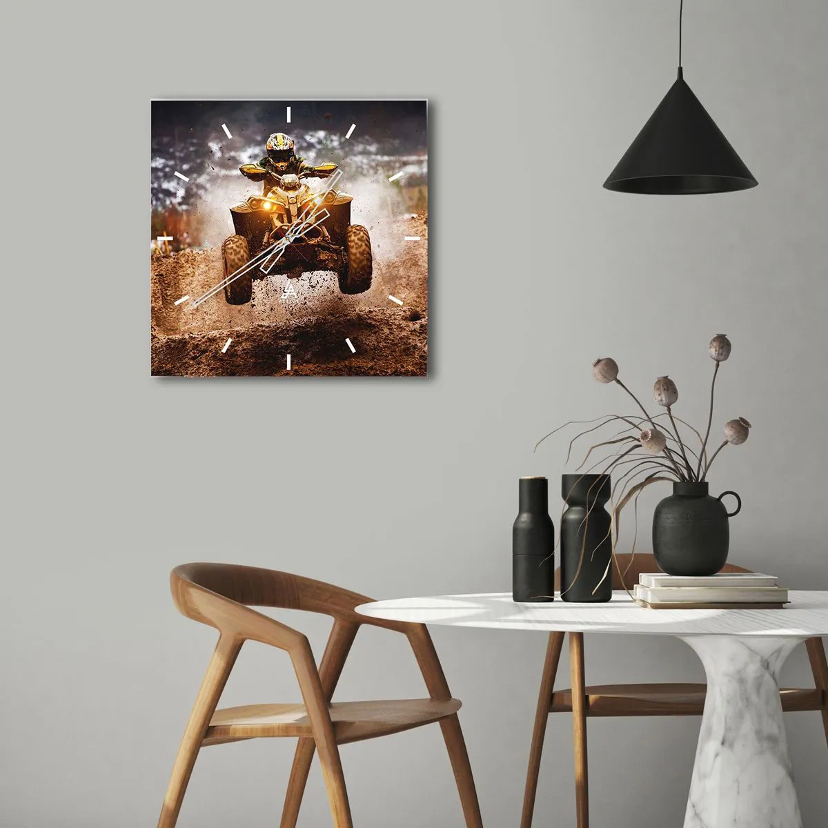 Vægur, Uret - No risk no fun - 30x30 cm