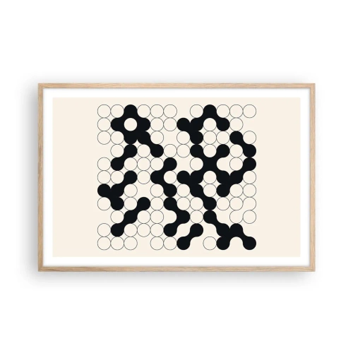 Plakat i ramme af lyst egetræ - Kinesisk spil - variation - 91x61 cm