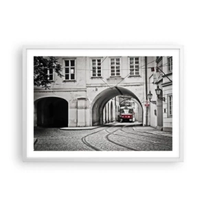 Plakat i hvid ramme - Gennem byens labyrint - 70x50 cm