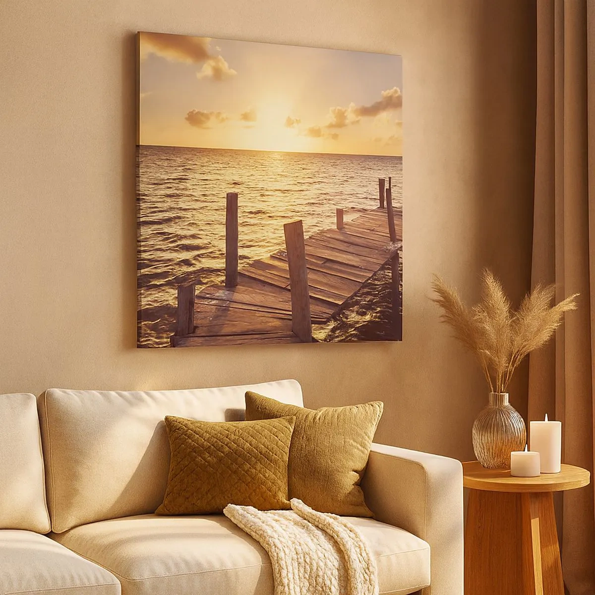 Lærredstryk - Billede på lærred - Gyldent land af blidhed - 30x30 cm