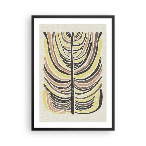 Plakat i sort ramme - Abstrakt blad i jordfarver - 50x70cm - Levende abstraktion - Moderne vægdekoration til stue og soveværelse ARTTOR