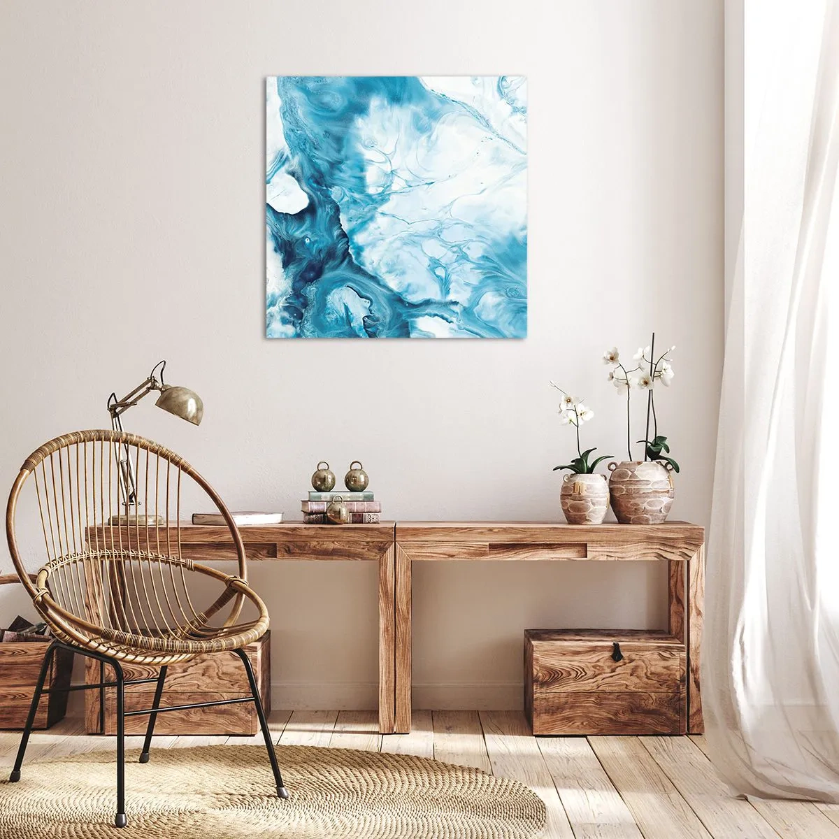 Lærredstryk - Billede på lærred - Blå koncert - 60x60 cm