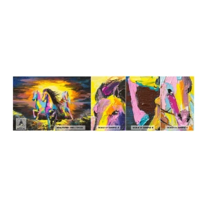 Fototapet Prøve Standard Eco - Nedsænket i regnbuen - Dyr, Heste, Frihed - 100x30 cm