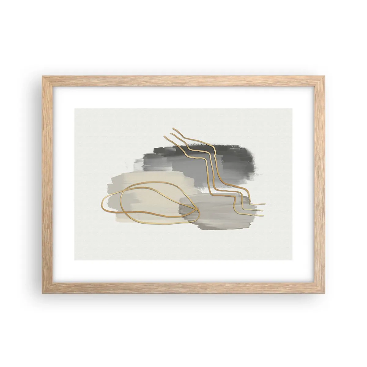 Plakat i ramme af lyst egetræ - Vedholdenhed og bevægelse - 40x30 cm