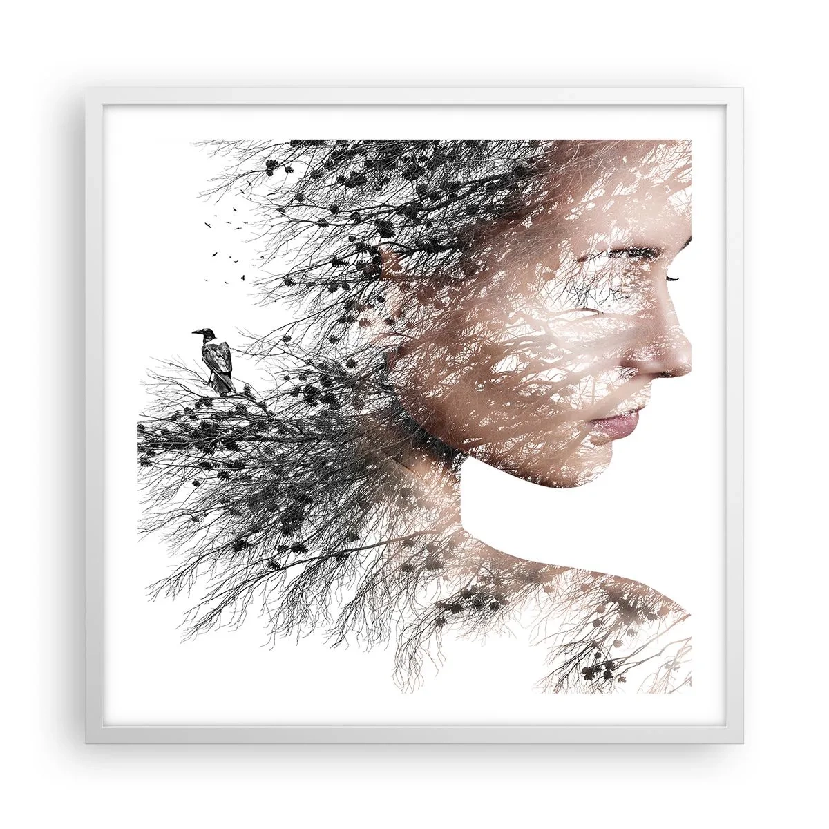 Plakat i hvid ramme - Skovens ånd - 60x60 cm