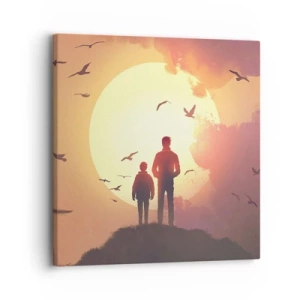 Lærredstryk - Billede på lærred - Ansigt til ansigt med solen - 30x30 cm