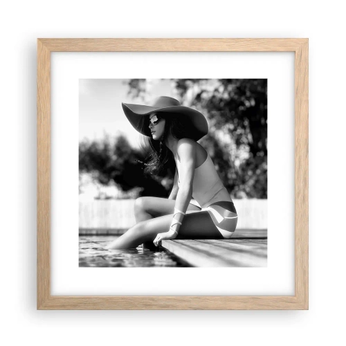 Plakat i ramme af lyst egetræ - Sommerdrøm - 30x30 cm