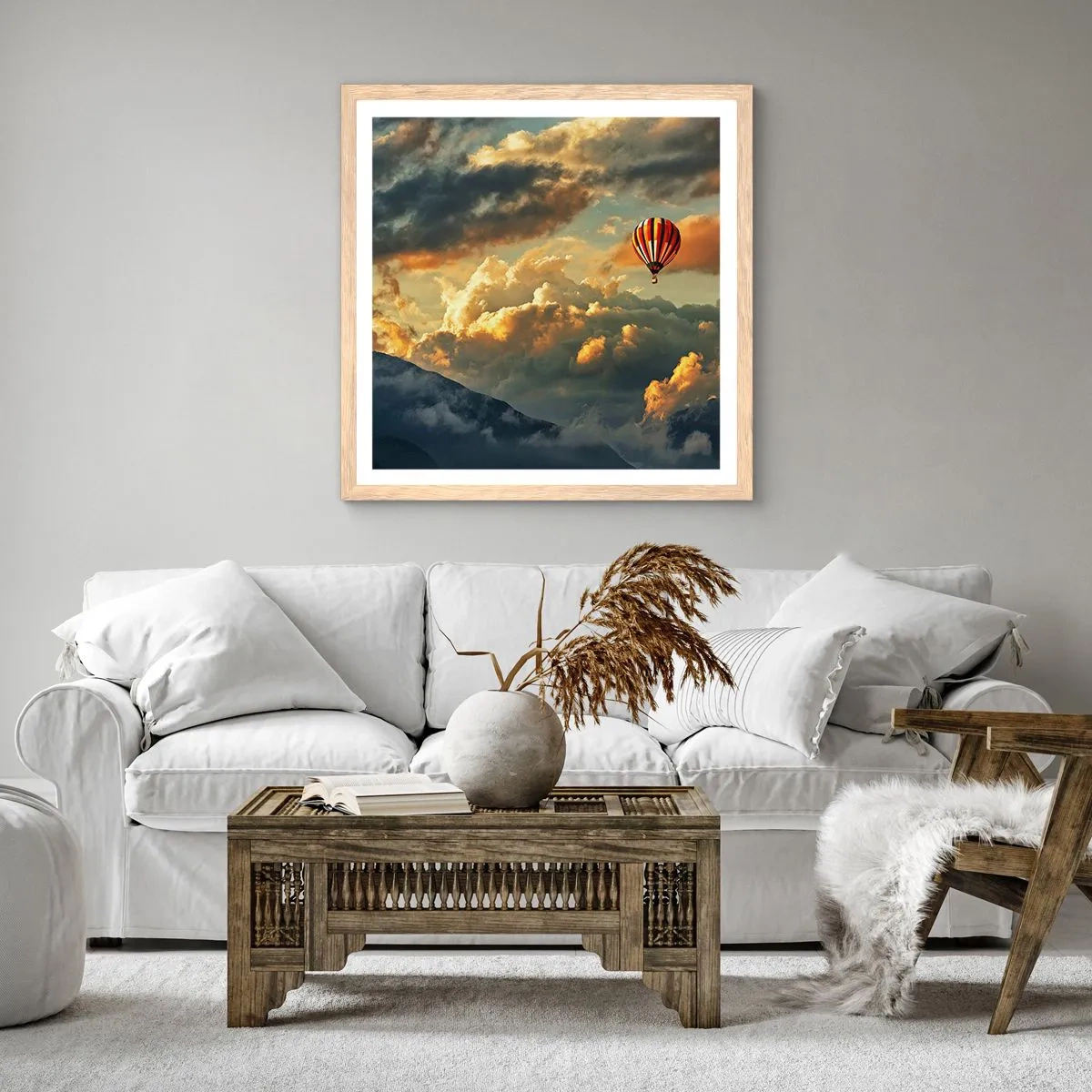 Plakat i ramme af lyst egetræ - Jeg går, fordi jeg vil - 60x60 cm