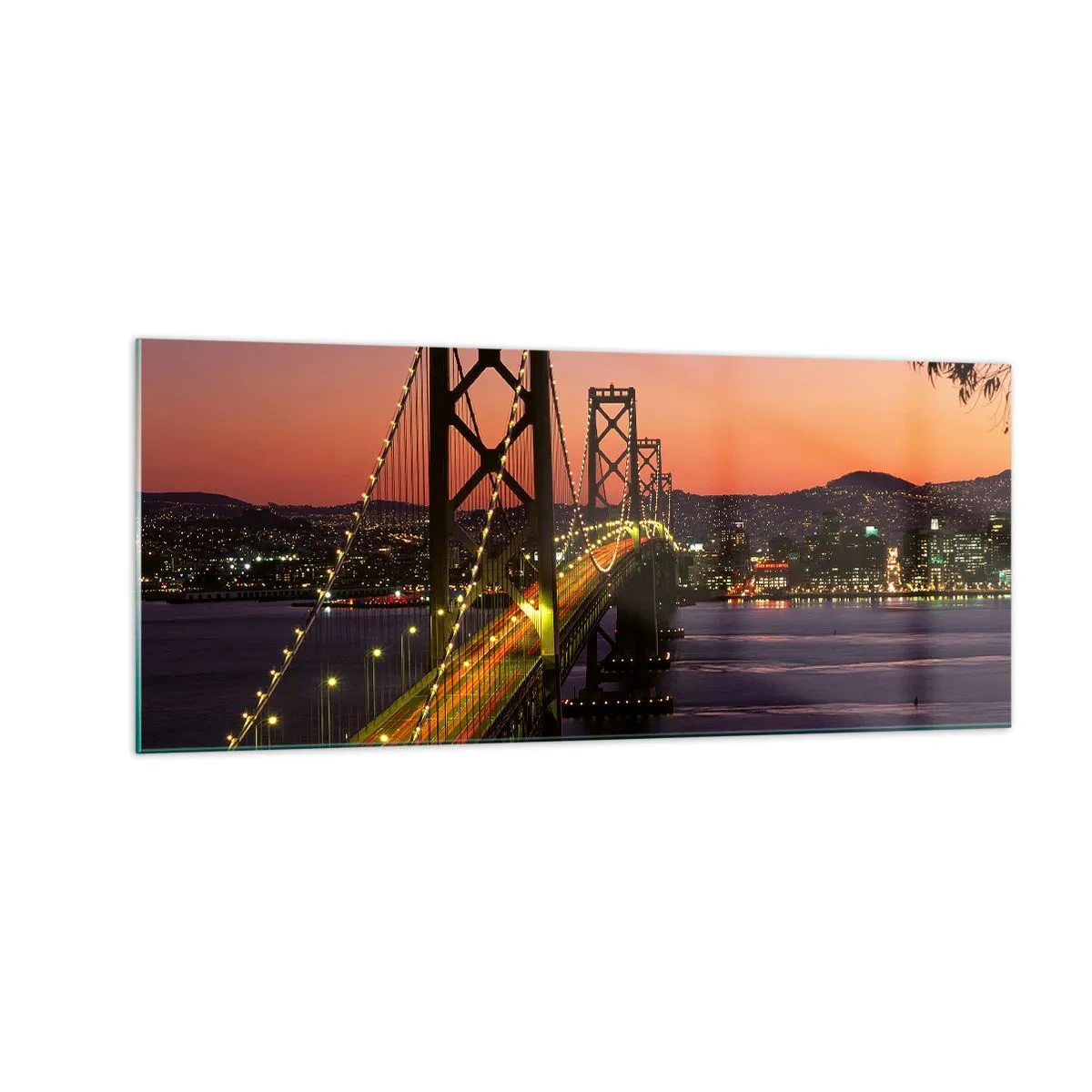 Billede på glas - En aften i lilla - 100x40 cm