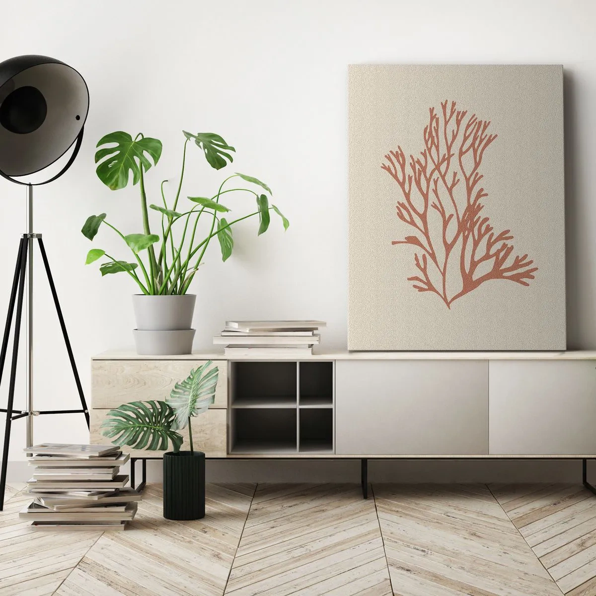 Lærredstryk - Billede på lærred - Koral filigran - 45x80 cm