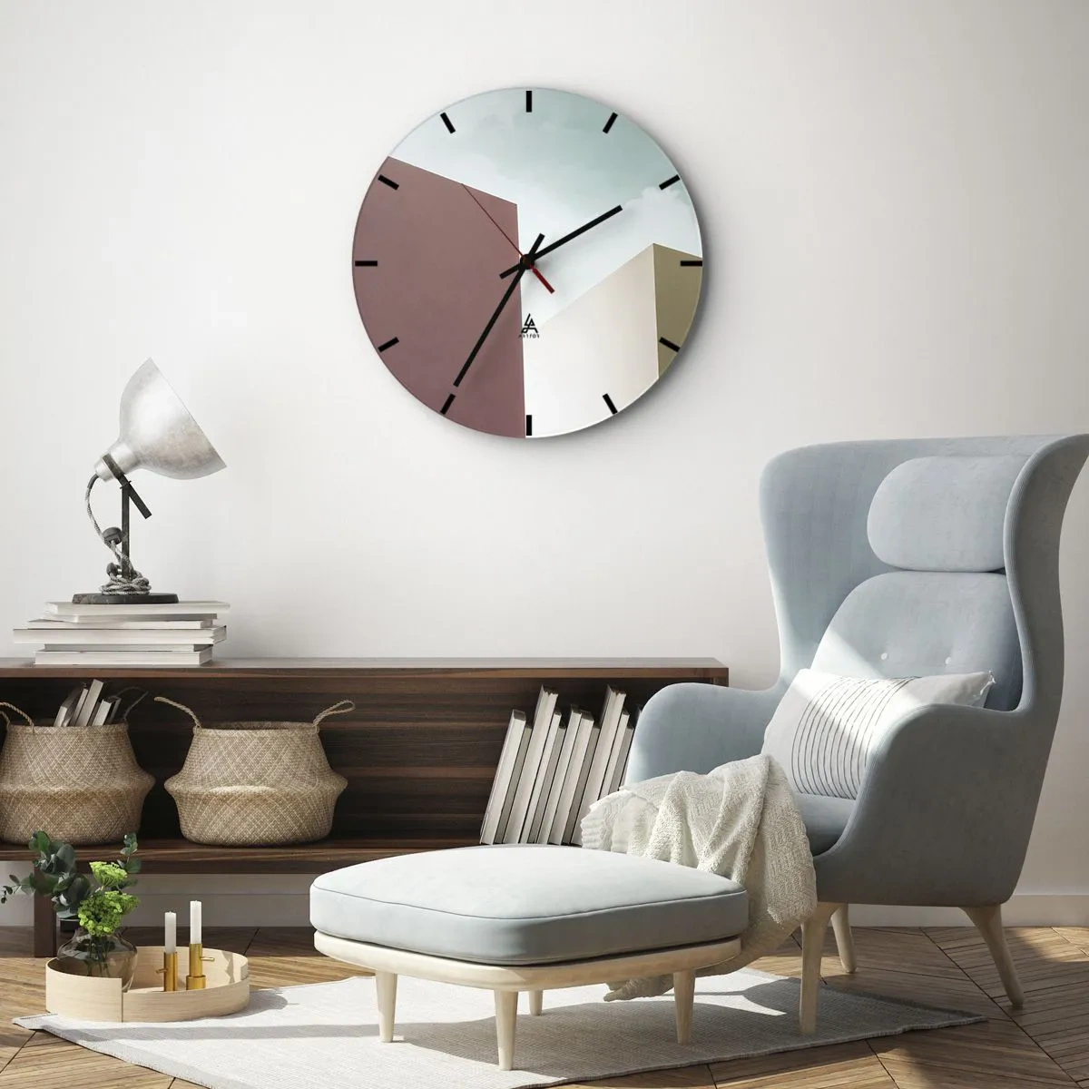 Vægur, Uret - Minimalistisk arkitektur med geometriske former - 30x30cm - Geometri af en solrig sommer - Moderne vægdekoration til stue, køkken og soveværelse ARTTOR