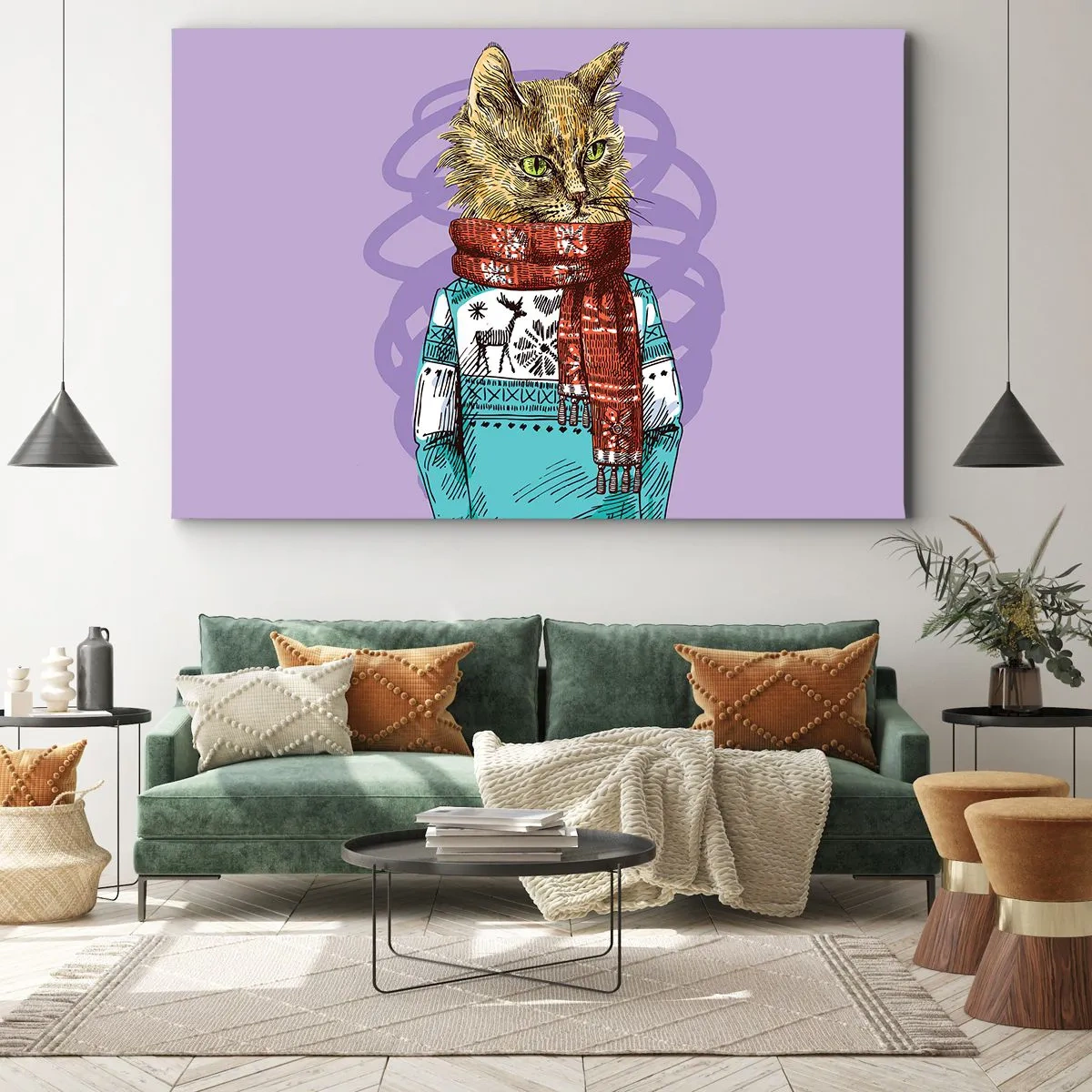 Lærredstryk - Billede på lærred - En kat ikke kun i sko - 100x70 cm