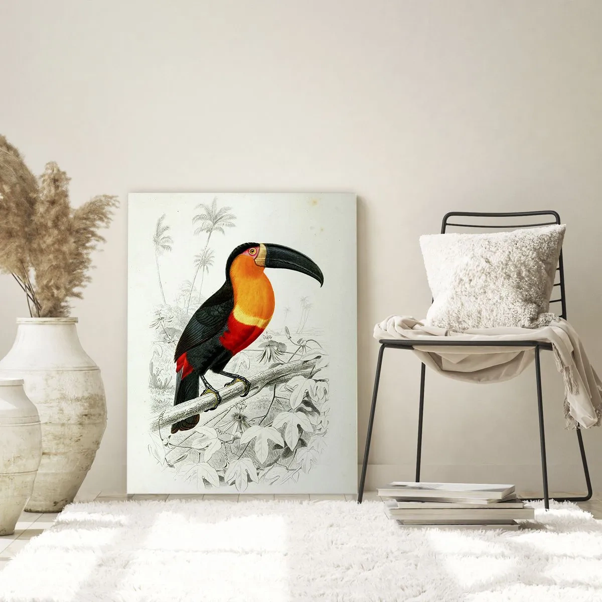 Billede på glas - Fuglefarver - 80x120 cm