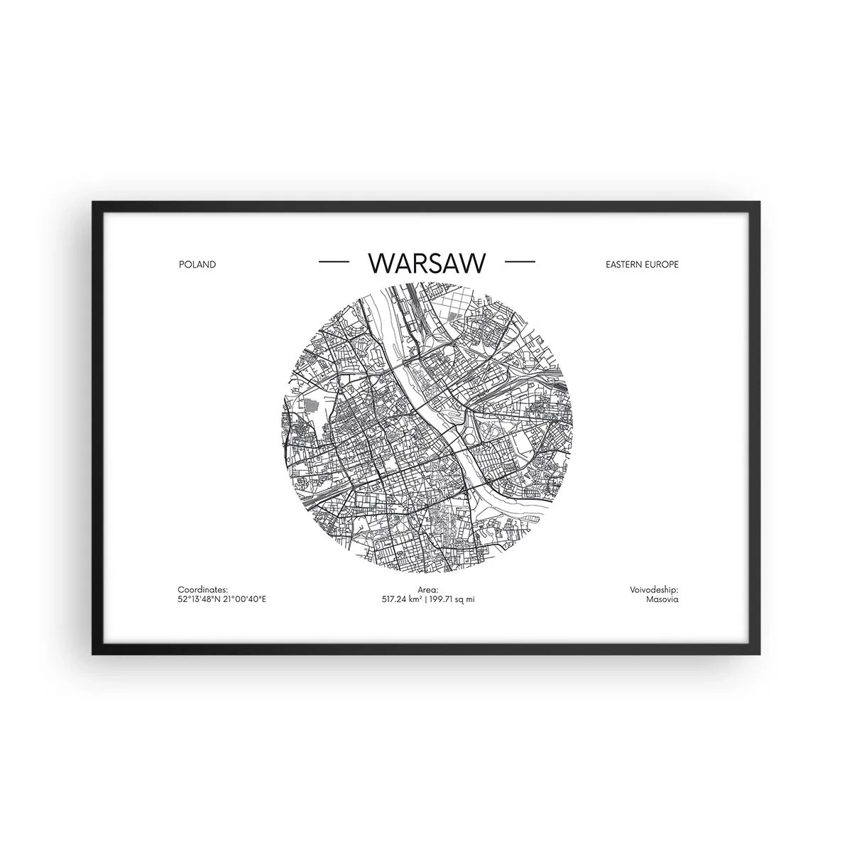 Plakat i sort ramme - Warszawas anatomi - 91x61 cm