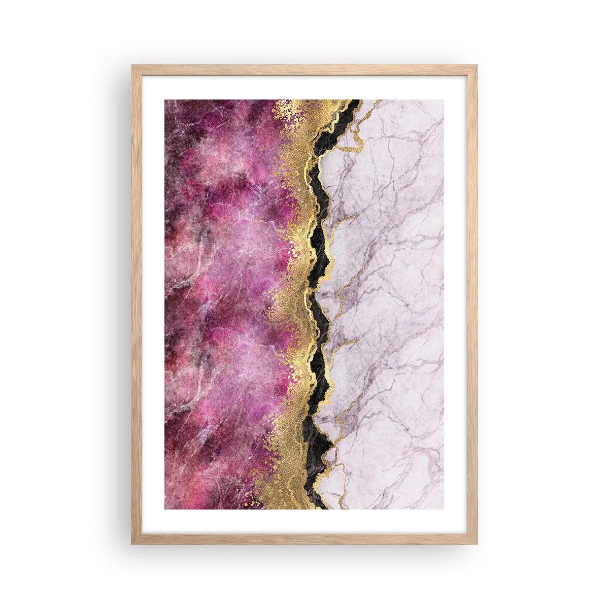 Plakat i ramme af lyst egetræ - På grænsen - 50x70 cm