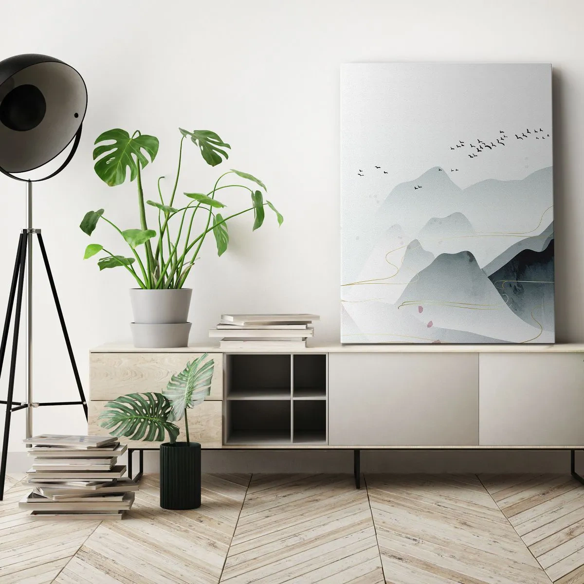 Lærredstryk - Billede på lærred - Over toppene - 55x100 cm