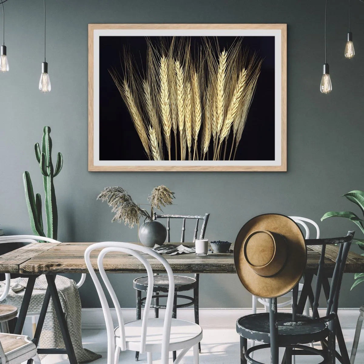 Plakat i ramme af lyst egetræ - Rustik magi - 40x30 cm