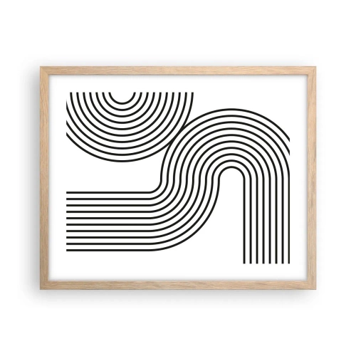 Plakat i ramme af lyst egetræ - På en kurve - 50x40 cm