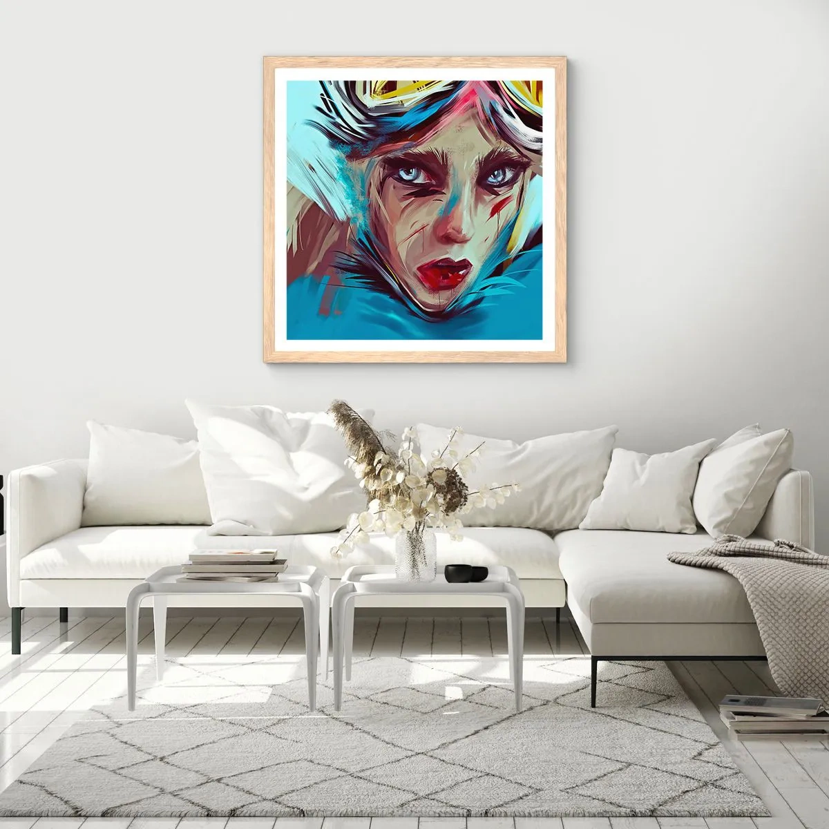 Plakat i ramme af lyst egetræ - Vejkriger - 50x50 cm