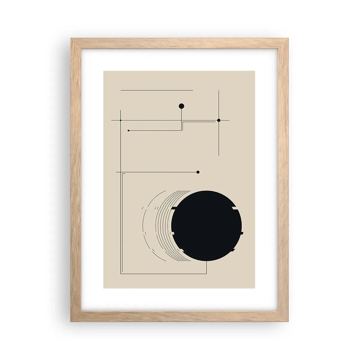 Plakat i ramme af lyst egetræ - Fjedrende og dynamisk komposition - 30x40 cm