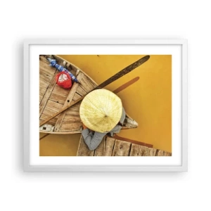 Plakat i hvid ramme - Livet på den gule flod - 50x40 cm