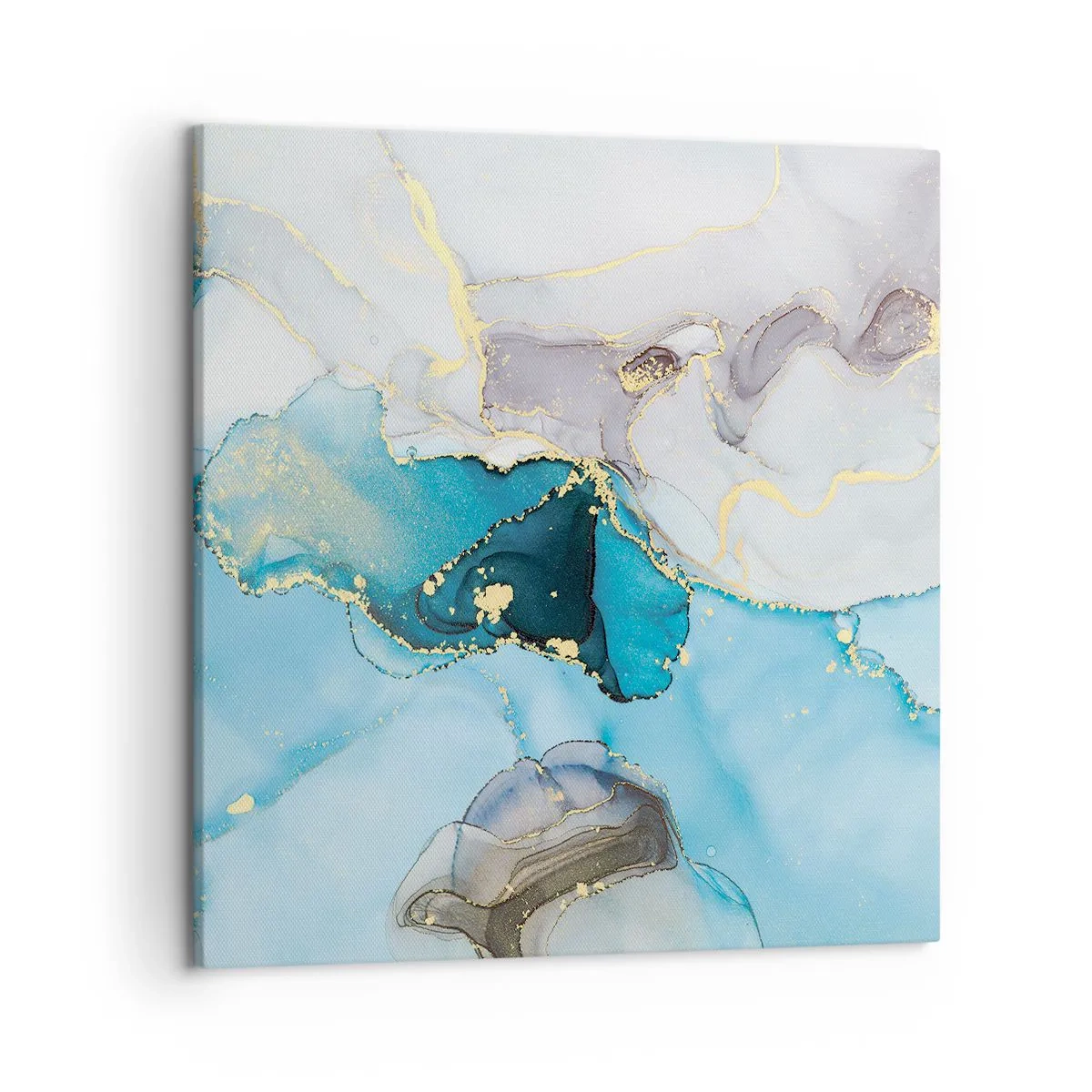Lærredstryk - Billede på lærred - En undersøgelse af mødet mellem grå og turkis - 50x50 cm