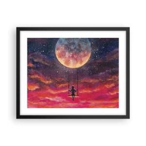 Plakat i sort ramme - Glæd dig i skyerne - 50x40 cm