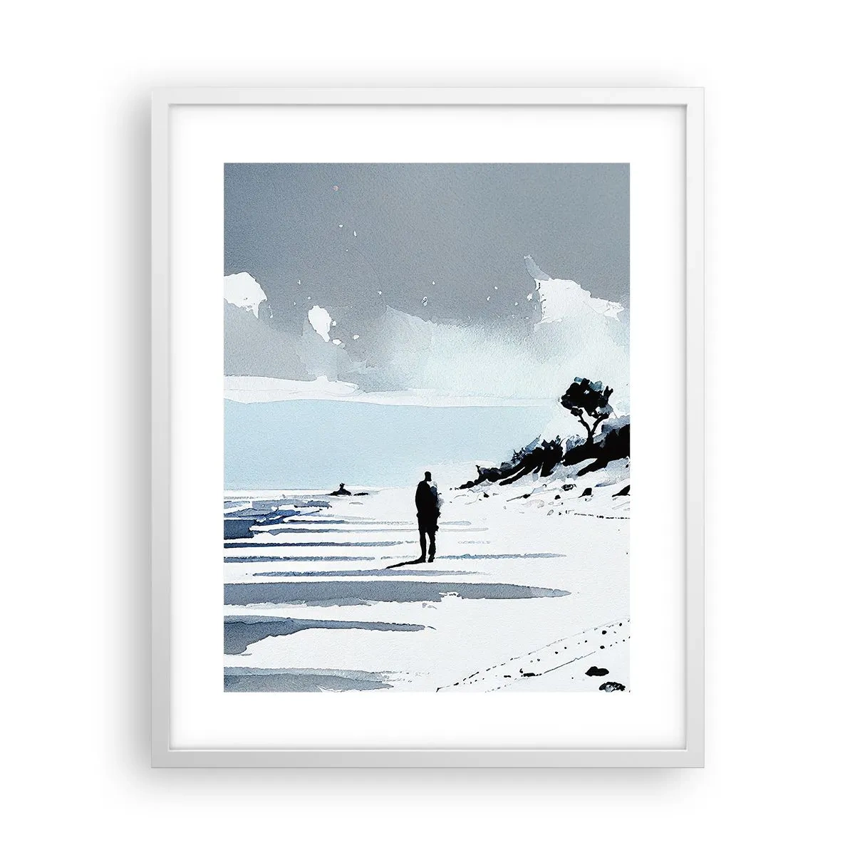 Plakat i hvid ramme - Alene - 40x50 cm