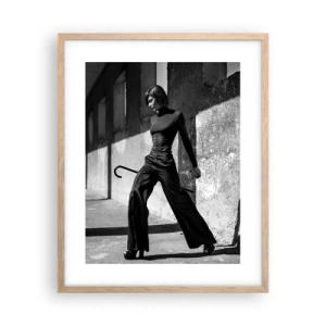 Plakat i ramme af lyst egetræ -  Byens elegance - 40x50 cm