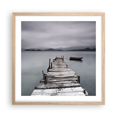 Plakat i ramme af lyst egetræ - Du kan tage af sted i morgen - 50x50 cm