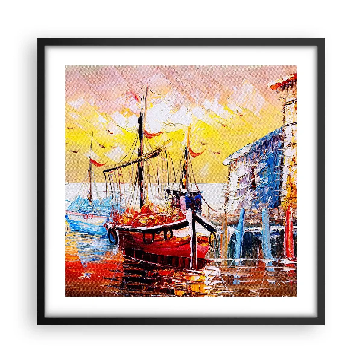 Plakat i sort ramme - Glædelig tilbagevenden - 50x50 cm