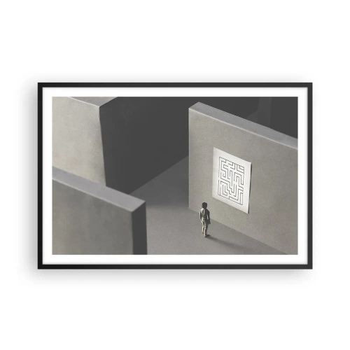 Plakat i sort ramme - Men hvor er jeg? - 91x61 cm