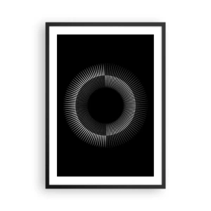 Plakat i sort ramme - En fascinerende komposition af en lysende cirkel på en sort baggrund. - 50x70cm - Sort sol - Moderne vægdekoration til stue og soveværelse ARTTOR