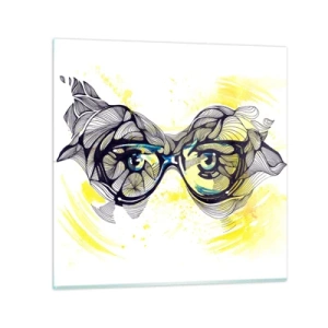 Billede på glas - Gennem blå briller - 30x30 cm
