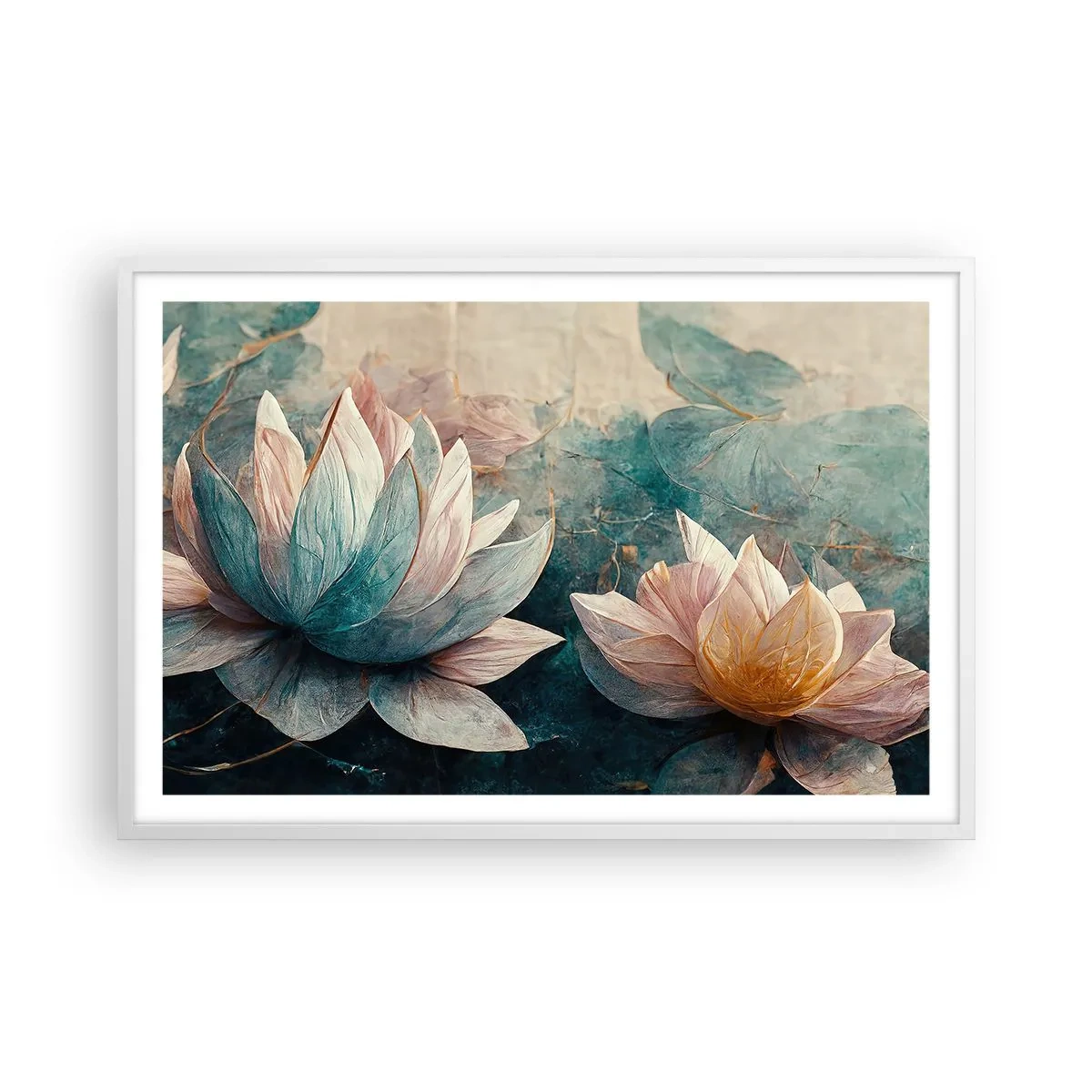 Plakat i hvid ramme - Søens stjerner - 91x61 cm