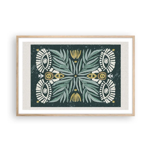 Plakat i ramme af lyst egetræ - Som en folkeudskæring - 91x61 cm