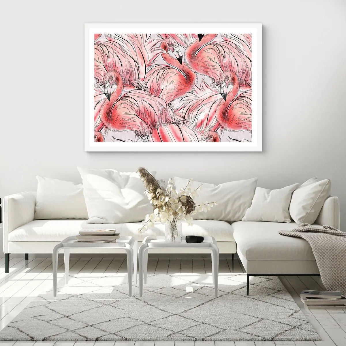 Plakat i hvid ramme - Fugle corps de ballet - 100x70 cm